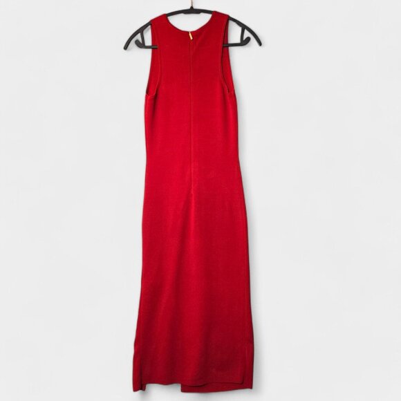 Michael Kors Rhinestone Trimmed Slit Bodycon Dress S Crimson Evening Holiday NWT - Picture 5 of 11